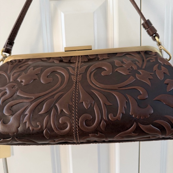 Gianni Conti Brown Embossed Leather Satchel Bag - Picture 8 of 14